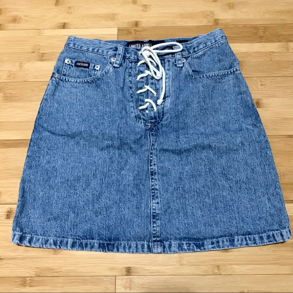 ❌SOLD❌vintage denim lace up skirt